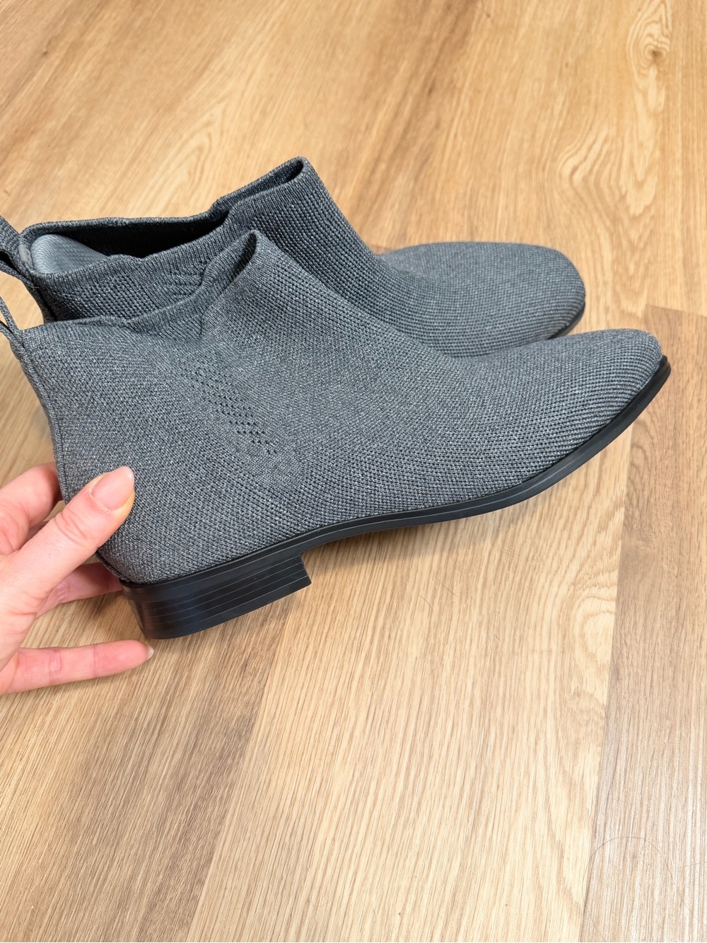 Textured Knit Ankle Boots in Heather Gray